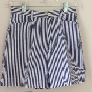 high waisted cotton seersucker shorts
